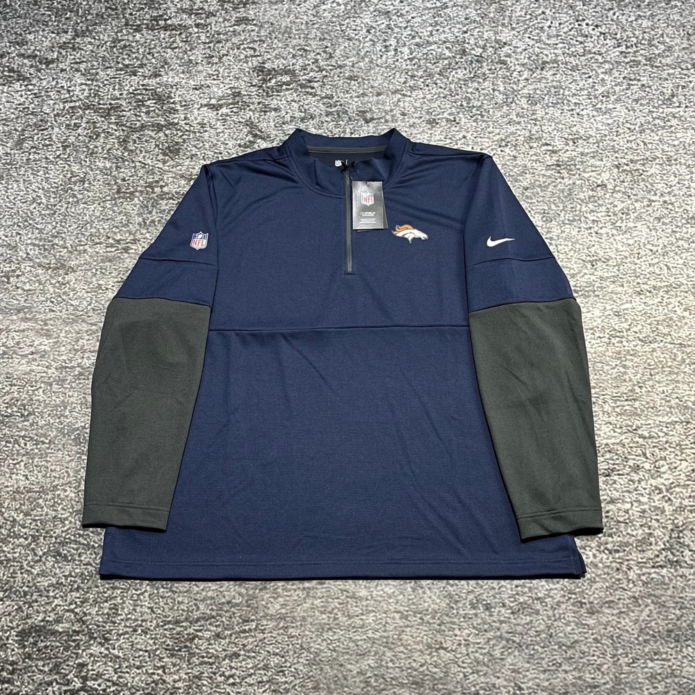 NWT Nike On Field Denver Broncos 1/4 Zip Long Sleeve Lightweight Jacket Mens XXL